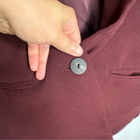 Mango Burgundy Wine Single Button Oversized Blazer Jacket Shoulder Pads Size XS - Picture 3 of 6